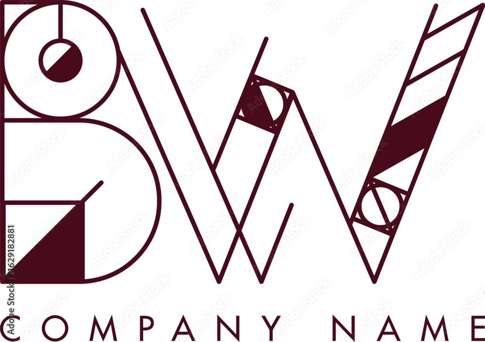 Poster Minimalist BW Circular Monogram Logo Design with Bold Lines and Elegant Style