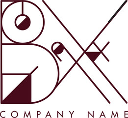 Minimalist BX Circular Monogram Logo Design with Bold Lines and Elegant Style