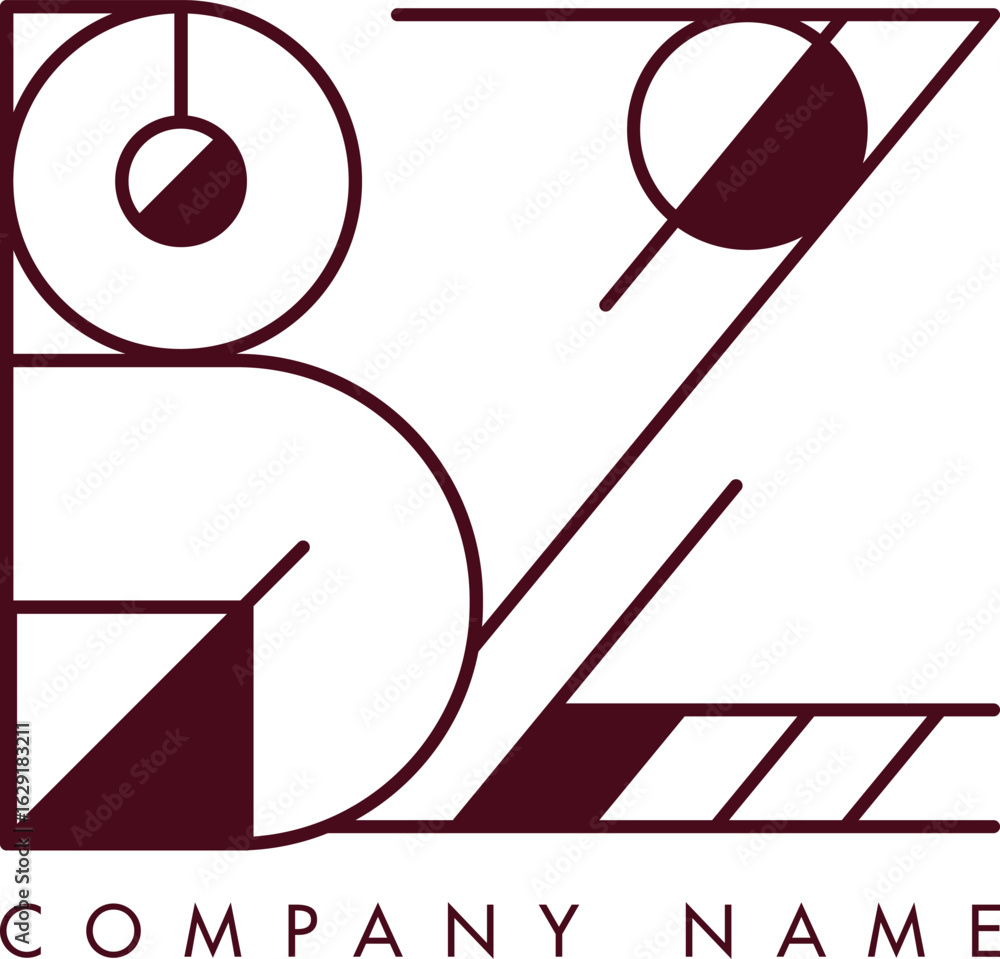 Poster Minimalist BZ Circular Monogram Logo Design with Bold Lines and Elegant Style