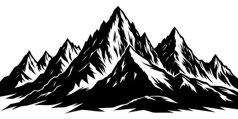 Simple black and white mountain silhouette, ideal for logos or branding vector art design
