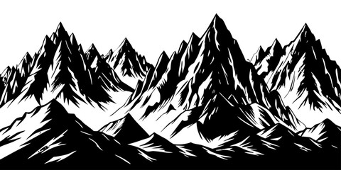 Simple black and white mountain silhouette, ideal for logos or branding vector art design