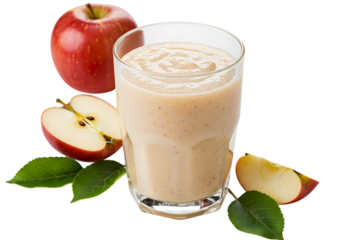 Apple Smoothie Recipe: Delicious & Healthy Apple Smoothie Isolated on Transparent Background