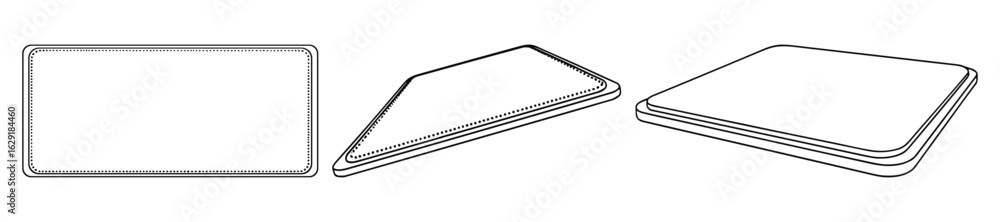 Aufkleber isometric illustration of a blank rectangular device, shown from multiple angles.