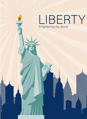 Statue of Liberty &ndash; iconic American landmark illustration