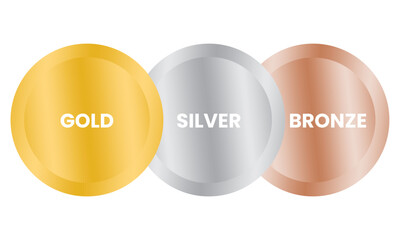 set of gold silver and bronze medal vector design
