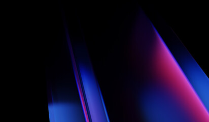 Abstract colorful shape, black dark background design, 3d render, iridescent and dispersion background