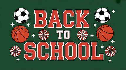 Exciting back to school design featuring sports balls like soccer and basketball with decorative elements