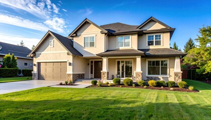 Modern home facade on a sunny day