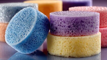 Close-up of colorful sponges