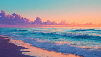 Soft-focus sunrise over a beach