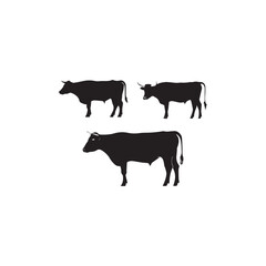 silhouette of a cow, vector cow silhouette design.