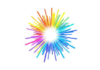 Obraz premium Vibrant Spectrum Burst: A Radial Explosion of Colorful Lines with Central Void