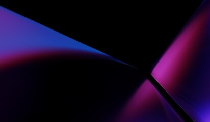 Abstract colorful shape, black dark background design, 3d render, iridescent and dispersion background