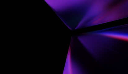 Abstract colorful shape, black dark background design, 3d render, iridescent and dispersion background
