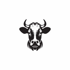 silhouette of a cow head, vector cow silhouette design