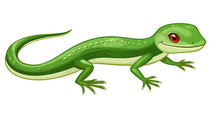 Obraz premium A vibrant green gecko with red eyes, detailed skin texture, and an expressive face is depicted in a side profile pose.