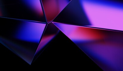 Abstract colorful shape, black dark background design, 3d render, iridescent and dispersion background