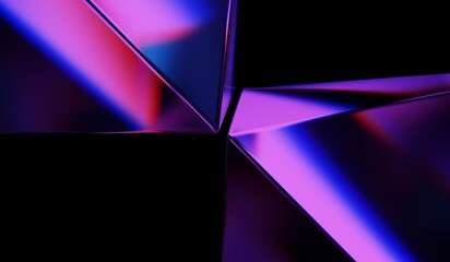 Abstract colorful shape, black dark background design, 3d render, iridescent and dispersion background