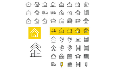 Real Estate and Property Icons House, Building, Hospital, and Home Vector Set