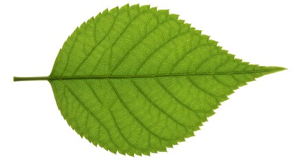Obraz premium Vivid Green Leaf with Detailed Veins on White Background