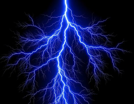 Glowing blue lightning bolt against a black background