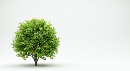 Lush Green Tree with Dense Foliage on White Background for Nature and Environmental Themes