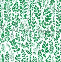 Seamless pattern abstract flowers and leaves texture background 