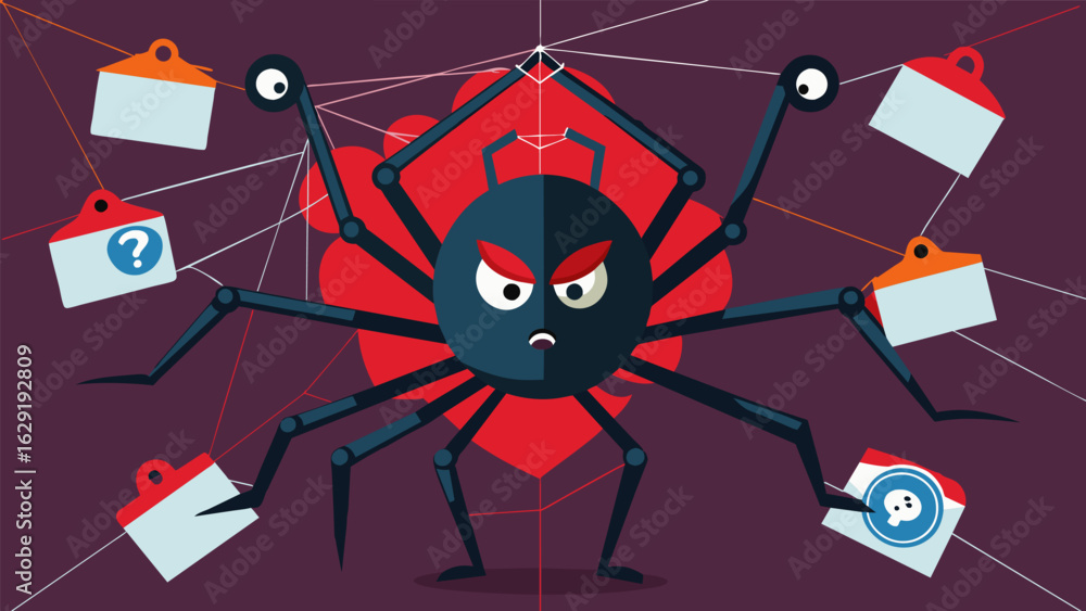Aufkleber a deceptive spider weaves a web of halftruths and twisted information ping the naive and misinformed