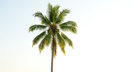 Obraz premium Single Green Palm Tree Standing Tall Under Bright Sky