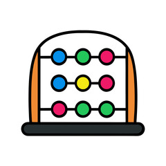 Colorful abacus with nine beads arranged on three rows for early childhood education and learning math concepts