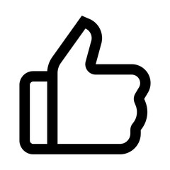 Vector icon of a thumb up sign on a black background, a symbol of a like, good, and approval in social media and business communication