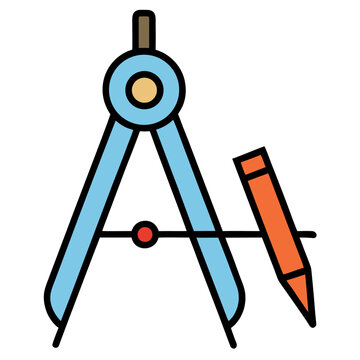 blue compass orange pencil drawing clip art preview