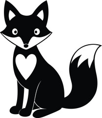 Cute Fox with Heart Silhouette