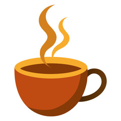 Steaming cup of coffee drink vector on white background.