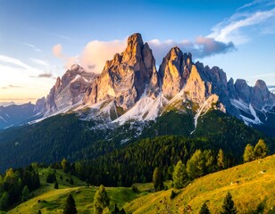 Mountain peaks at sunset