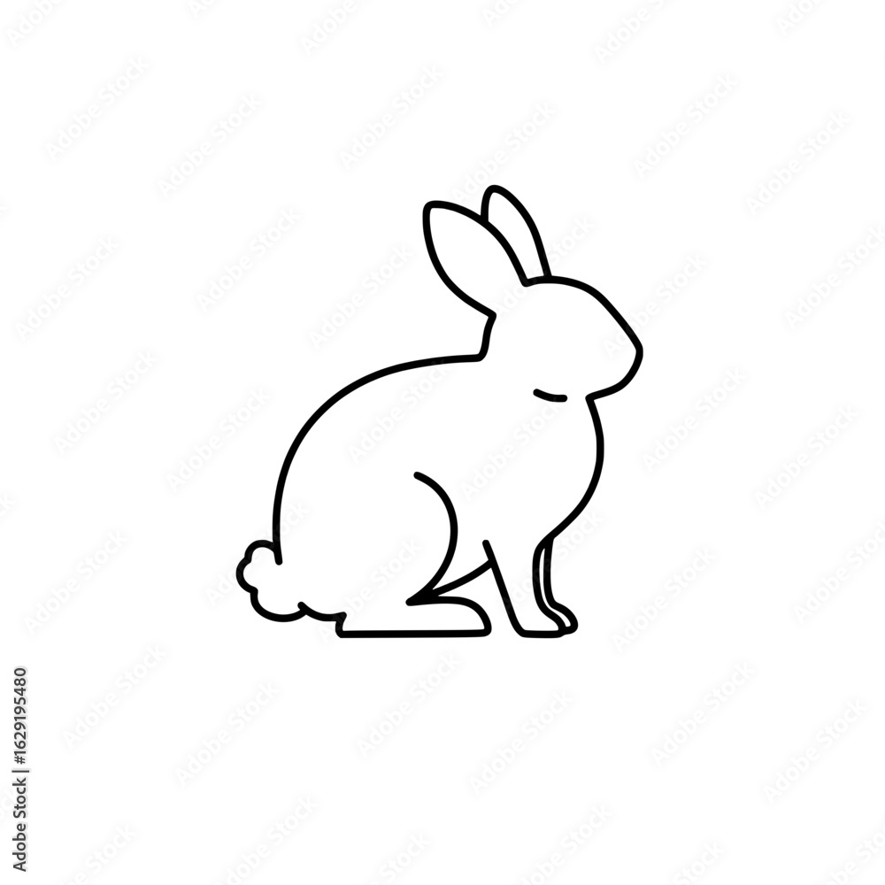 Poster rabbit minimalist icon: a minimalistic line art icon of a rabbit. capturing the essential form of th