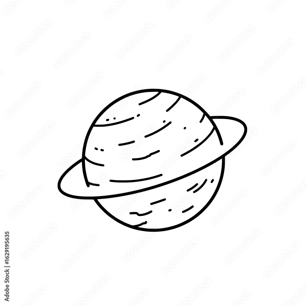 Poster planet sketch: a simple and elegant sketch of a planet with rings, perfect for conveying concepts of