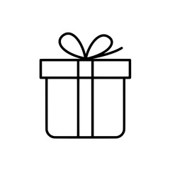 Present Box Icon: A clean and simple outline presents a gift box, meticulously detailed to capture the joy of giving, perfect for conveying festive and celebratory themes.