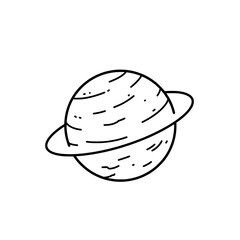 Planet Sketch: A simple and elegant sketch of a planet with rings, perfect for conveying concepts of space, science, and the cosmos.