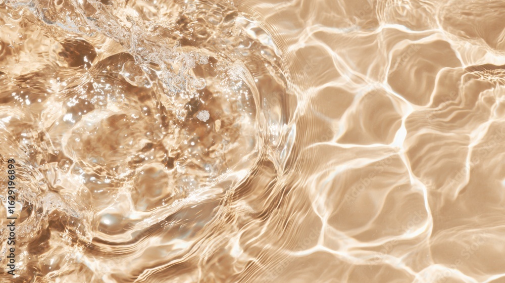 Poster sunlight dances on the surface of clear water, creating sparkling reflections and gentle ripples. bu