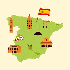 Fototapeta premium Illustrated Map of Spain – Explore the World Series