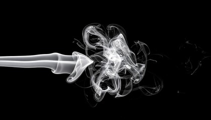 Abstract White Smoke Design on Black Background