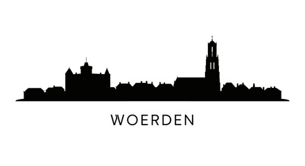 Fototapeta premium Woerden Skyline Silhouette with Netherlands, and Black.