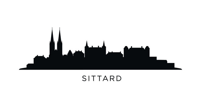 Sittard Silhouette Black Skyline Illustration.