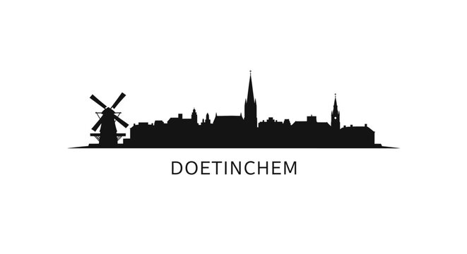 Doetinchem with Netherlands Skyline Silhouette, and Cityscape Black and White.