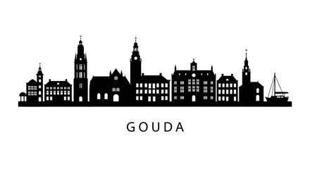 Fototapeta premium Gouda Skyline Silhouette with Netherlands.