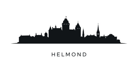 Fototapeta premium Helmond Skyline Black Silhouette with Netherlands.