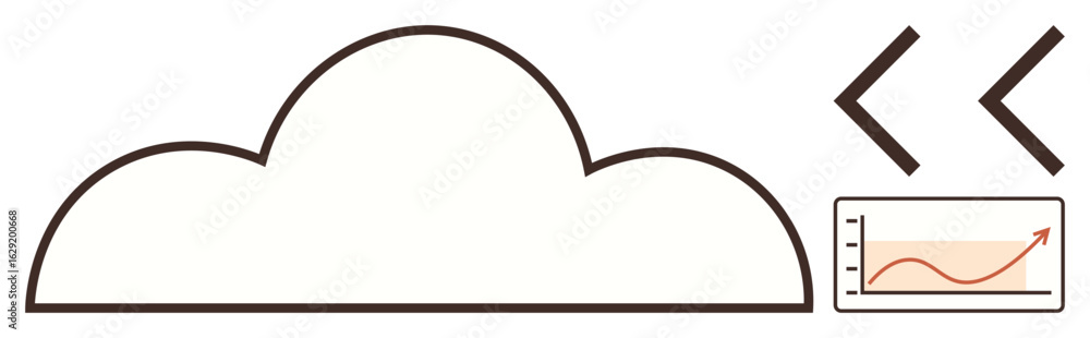 Aufkleber large outlined cloud, upward trend graph, and brackets suggesting data flow and cloud computing proc
