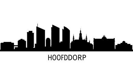 Fototapeta premium Hoofddorp Skyline with Black Silhouette, and Cityscape.