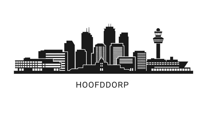 Hoofddorp Skyline with Netherlands, and Black Silhouette.